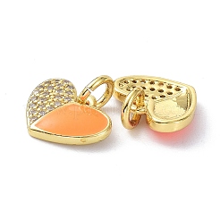 Eco-Friendly Brass Micro Pave Clear Cubic Zirconia Enamel Pendants&nbsp;ZIRC-C021-45G-07