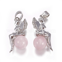 Natural Rose Quartz Pendants&nbsp;G-L512-E08
