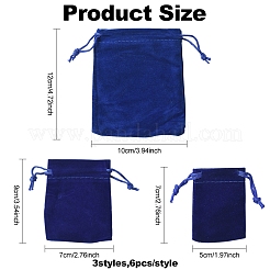 18Pcs 3 Styles Rectangle Velvet Drawstring Pouches&nbsp;TP-FS0001-04B