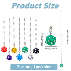 7Pcs 7 Colors Dice Acrylic Charms Ceiling Fan Pull Chain Extenders&nbsp;HJEW-DC00015