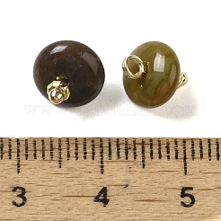 Natural Indian Agate Rondelle Charms with Rack Plating Brass Loops&nbsp;G-G110-05B-08