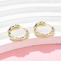 Bamboo Brass Micro Pave Clear Cubic Zirconia Hoop Earrings&nbsp;EJEW-Z102-05G