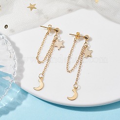 Moon & Star 304 Stainless Steel Front Back Stud Earrings&nbsp;EJEW-JE05544