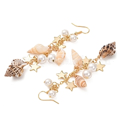 Natural Spiral Shell Dangle Earrings&nbsp;EJEW-TA00641