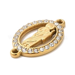 304 Stainless Steel Rhinestone Oval with Saint Jude Connector Charms&nbsp;STAS-H479-01G
