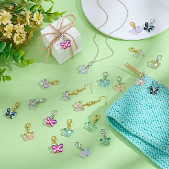 96Pcs 16 Style Glass & Brass Pendant Decorations&nbsp;HJEW-PH02318