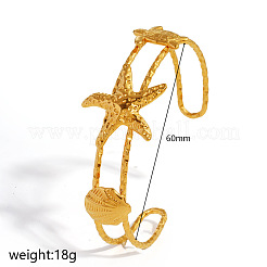 Ocean 304 Stainless Steel Starfish Turtle 2-Strand Cuff Bangles for Women&nbsp;WGE47DB-01