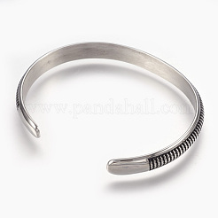 304 Stainless Steel Cuff Bangles&nbsp;BJEW-P192-07AS