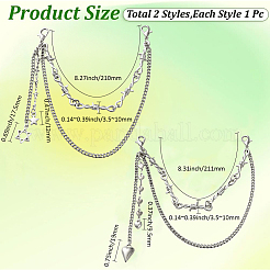 4Pcs 2 Styles Double Layer Iron Alloy Shoe Decoration Chain&nbsp;AJEW-GF0011-23
