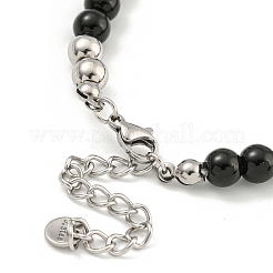 6mm Synthetic Non-magnetic Hematite & Glass & 304 Stainless Steel Round Beaded Bracelets for Women&nbsp;BJEW-G717-05P