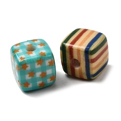 Printed Opaque Acrylic Beads&nbsp;OACR-H054-10