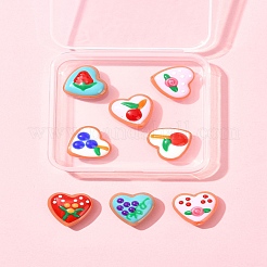 8Pcs 8 Colors Painted Glass Beads Enamel Beads Heart with Fruit&nbsp;LAMP-FS0001-51