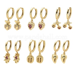 Brass Cubic Zirconia Hoop Earrings&nbsp;EJEW-Q015-01G