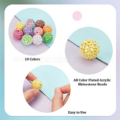 20Pcs 10 Colors AB Color Plated Acrylic Rhinestone Beads&nbsp;OACR-PH0004-01