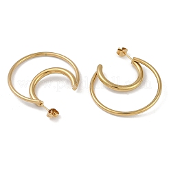 PVD Vacuum Plating 201 Stainless Steel Moon Stud Earrings&nbsp;EJEW-I309-45G