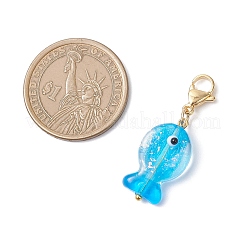 Handmade Foil Lampwork Fish Beads Pendant Decorations&nbsp;HJEW-JM04360