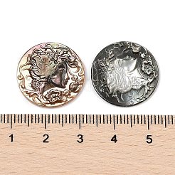 Natural Black Lip Shell Carved Cabochons&nbsp;SSHEL-I026-03B-05