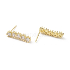 Rectangle Rack Plating Brass Cubic Zirconia Stud Earrings for Women&nbsp;EJEW-K245-15G