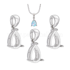 3Pcs Sterling Silver Pendant Cabochon Settings&nbsp;STER-PH0004-25