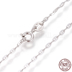 Anti-Tarnish Rhodium Plated 925 Sterling Silver Mariner Link Chain Necklaces&nbsp;STER-L059-10P