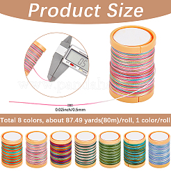 8 Rolls 8 Colors 12-Ply Polyester Thread Cord&nbsp;DIY-SP0003-80C