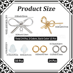 DIY Bowknot Brass Stud Earring & Jump Rings & Ear Nuts Jewelry Making Finding Kits&nbsp;DIY-CN0003-23B