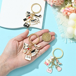 Alloy Enamel & Rhinestone & Plastic Pearl Keychain&nbsp;KEYC-YW00151-01