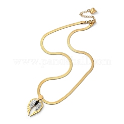 Rhinestone Wings Pendant Necklace with 304 Stainless Steel Herringbone Chains&nbsp;NJEW-C022-02G