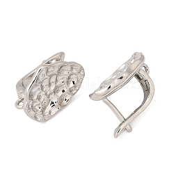 Faceted Nuggets Brass Micro Pave Clear Cubic Zirconia Hoop Earring Findings&nbsp;KK-Z154-02P