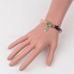 Christmas Tree Natural Gemstone Beaded Charm Kids Bracelets&nbsp;BJEW-JB02248