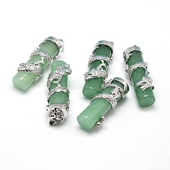 Column with Dragon Platinum Plated Brass Natural & Synthetic Mixed Stone Pendants&nbsp;G-F228-23-RS