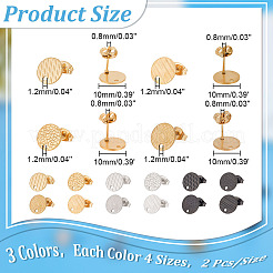 24Pcs 12 Style 304 Stainless Steel Ear Stud Findings&nbsp;STAS-AR0002-01