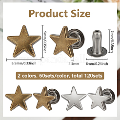 12 Bags 2 Colors Zinc Alloy Decorative Rivets&nbsp;FIND-FG0005-52A