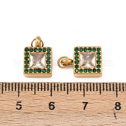 304 Stainless Steel & Clear Cubic Zirconia & Emerald Rhinestone Charms&nbsp;STAS-G364-06G