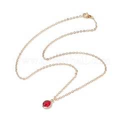 Glass Oval Pendant Necklaces&nbsp;NJEW-JN04928