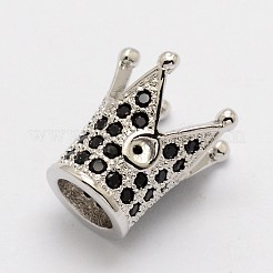 Crown Brass Micro Pave Cubic Zirconia Beads&nbsp;ZIRC-P013-02-FF