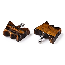 Natural Tiger Eye Carved Butterfly Pendants&nbsp;G-N342-01B