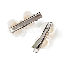 Natural White Shell & Shell Pearl & Iron Alligator Hair Clips&nbsp;PHAR-TA000004