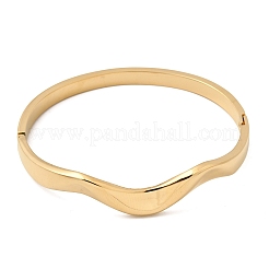 Curved 304 Stainless Steel Hinged Bangles for Women&nbsp;BJEW-B168-07G