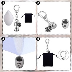 Pet Urn Key Chain Paw Print Urn Pendant Necklace Pet Cremation Jewelry Stainless Steel Paw Print Keychain Pet Keepsake Cat & Dog Urn with Storage Bag&nbsp;JX365A