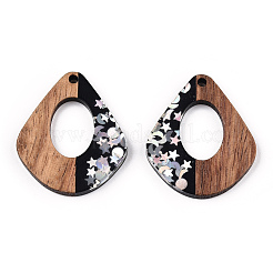 Opaque Resin & Walnut Wood Pendants&nbsp;RESI-N039-57C