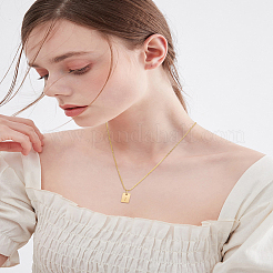1Pc Stainless Steel Letter Rectangle Pendant Necklaces&nbsp;NJEW-LP0001-34I-G