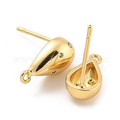 Brass Micro Pave Cubic Zirconia Stud Earring Findings&nbsp;KK-P263-19KCG