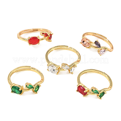 Flower Brass Glass Adjustable Finger Rings&nbsp;GL-CBA18A7-01G-B