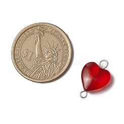 Heart Gradient Color Baking Paint Transparent Glass Connector Charms&nbsp;PALLOY-JF03276-02