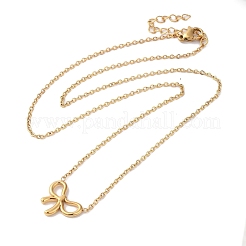 Ion Plating(IP) 304 Stainless Steel Cable Chain Bowknot Pendant Necklaces&nbsp;NJEW-Z041-03G-04