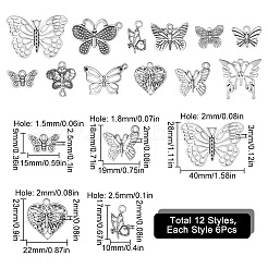 72Pcs 12 Style Tibetan Style Alloy Pendants&nbsp;FIND-SC0005-13