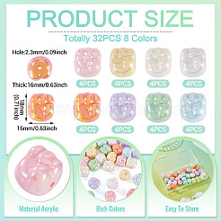 32Pcs 8 Colors UV Plating Opaque Acrylic Beads&nbsp;MACR-TA0002-63