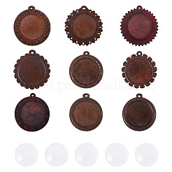 DIY Flat Round Wooden Tray Pendant Making Kits&nbsp;DIY-TA0012-32