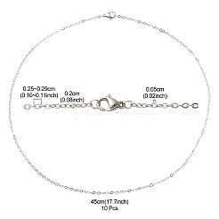 10Pcs 304 Stainless Steel Cable Chain Necklaces Set for Men Women&nbsp;STAS-YW0002-01P